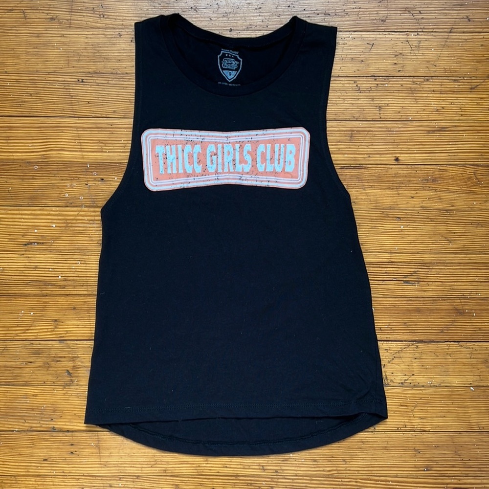 Womens Tango Charlie Apparel Thicc Girls Club Black Tank Top size small